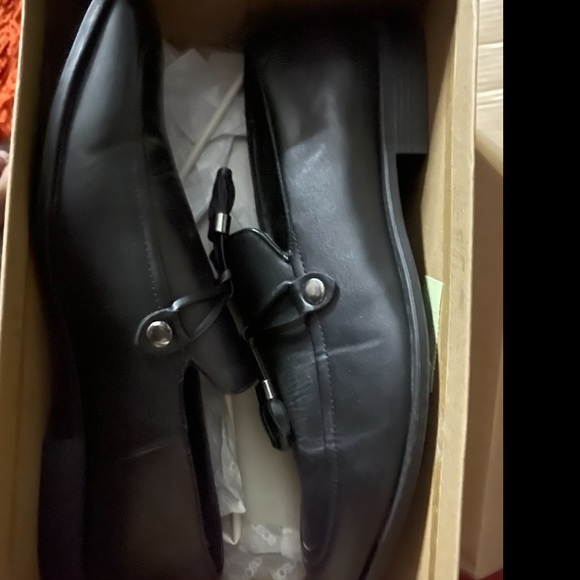 Men’s black faux leather loafers - Picture 5 of 6